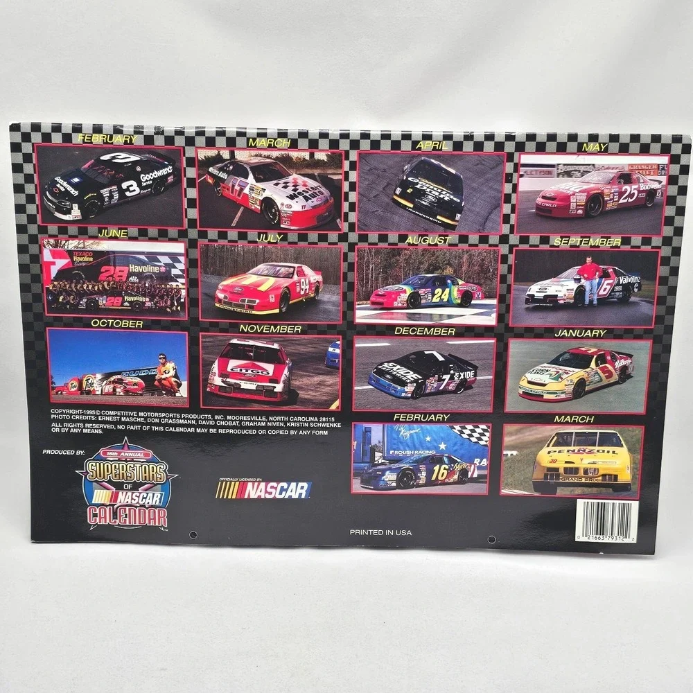 1995 Superstars of NASCAR Calendar Dale Earnhardt Gordon Championship Foldout